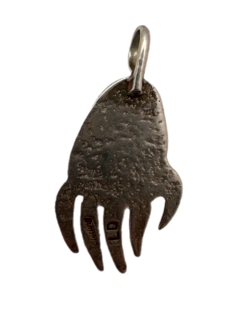 Vintage Stamped Sterling & Turquoise Bear Claw Pendant Stamped LD Native